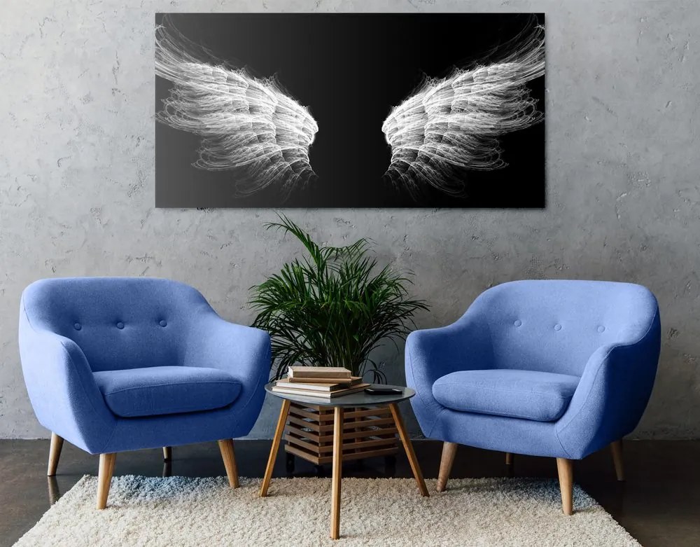Quadro su tela – Ali d'angelo in bianco e nero