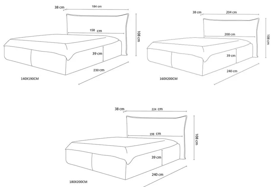 Letto matrimoniale in blu scuro imbottito con spazio contenitivo con griglia inclusa 180x200 cm Jade – Bobochic Paris