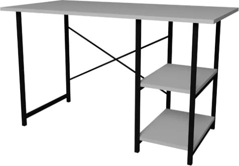 Scrivania Stile Industrial 120x60x72 Con Ripiani Laterali Adam Bianca