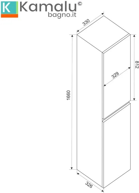 Composizione bagno sospesa 65 cm colore bianco opaco | LAC-EOLO-65 - KAMALU