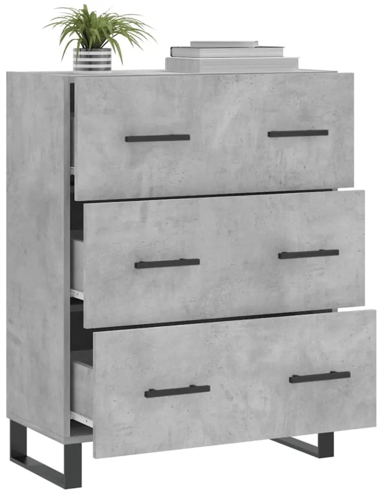 Credenza grigio cemento 69,5x34x90 cm in legno multistrato