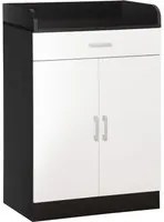 EASYCOMFORT Mobiletto con Cassetto e Ripiano Regolabile per Cucina, Soggiorno e Anticamera, in MDF, 60x40x90cm, Bianco e Nero