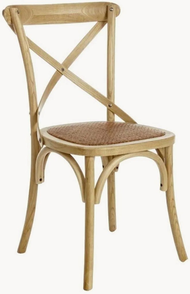 Sedia da pranzo in legno di frassino con seduta in rattan Cross