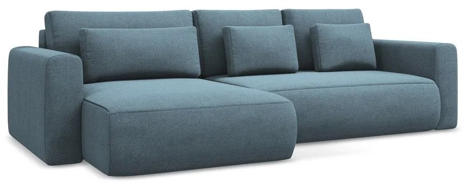 Divano angolare azzurro allungabile/con contenitore (con penisola a sinistra/con chaise lounge) Kapua – Makamii