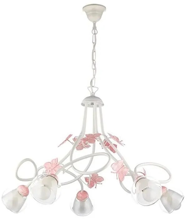 Lampadario Pop Lampadario Butterfly rosa 5x E14 rosa paralume rosa 5x E14