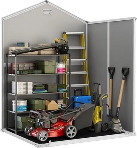 Casetta Da Giardino In Resina 185x152x226H Cm Manor 6x5 Grigio Keter Con Finestra