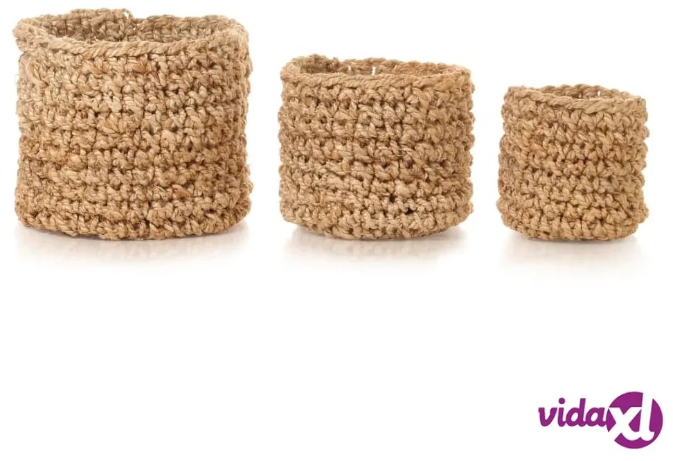 vidaXL Set di Cesti Portaoggetti Artigianali 3 pz in Iuta Naturale