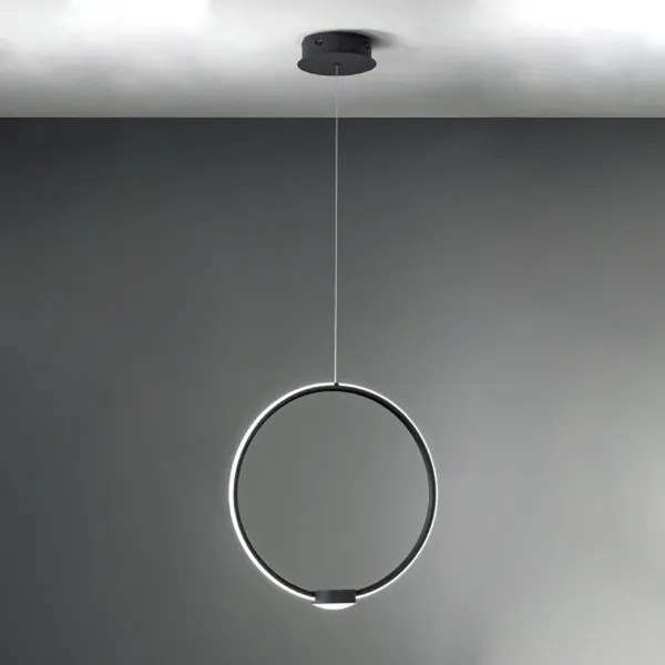 Lampada a sospensione Led OMEGA in metallo verniciato Nero Grande 50 cm