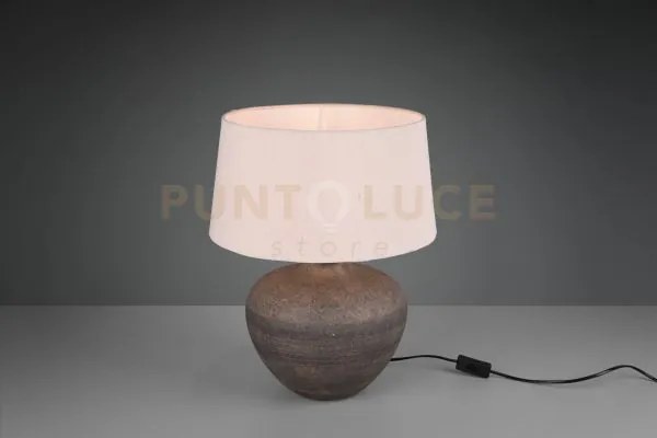 Lou lampada da tavolo grande base ceramica marrone anticata con par...