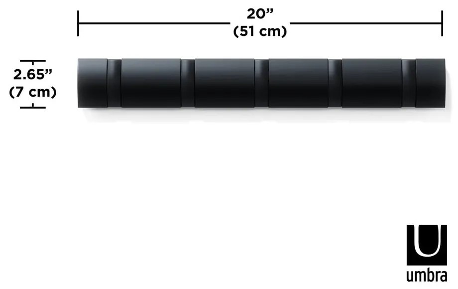 Appendiabiti da parete nero in legno di pioppo Flip - Umbra