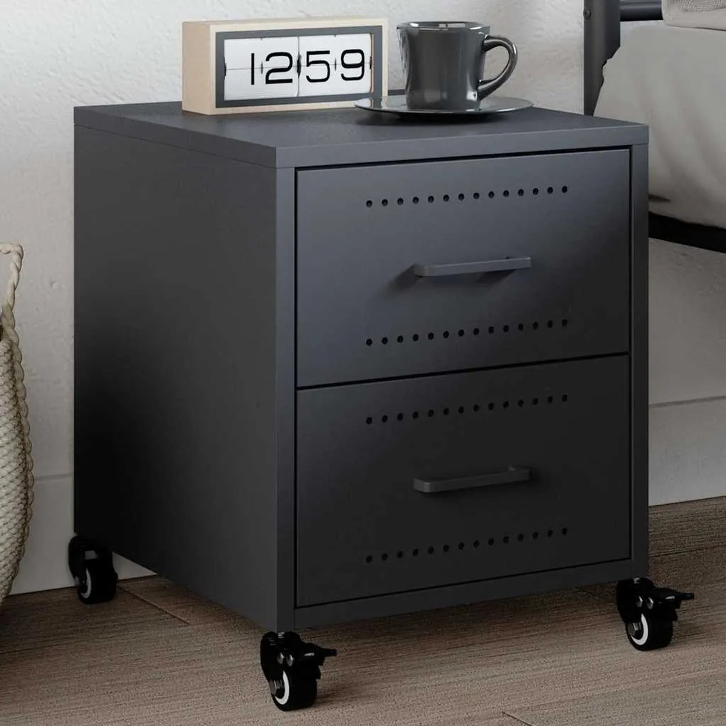 Comodino Antracite 36x39x43,5 Cm İn Acciaio /