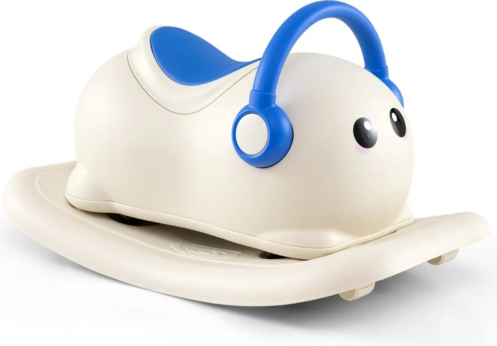 Costway Cavallo a dondolo 3 in 1 per bambini di 1-3 anni ruote scorrevoli e tavola di equilibrio rimovibile, Giocattolo cavalcabile con spazio nascosto Bianco