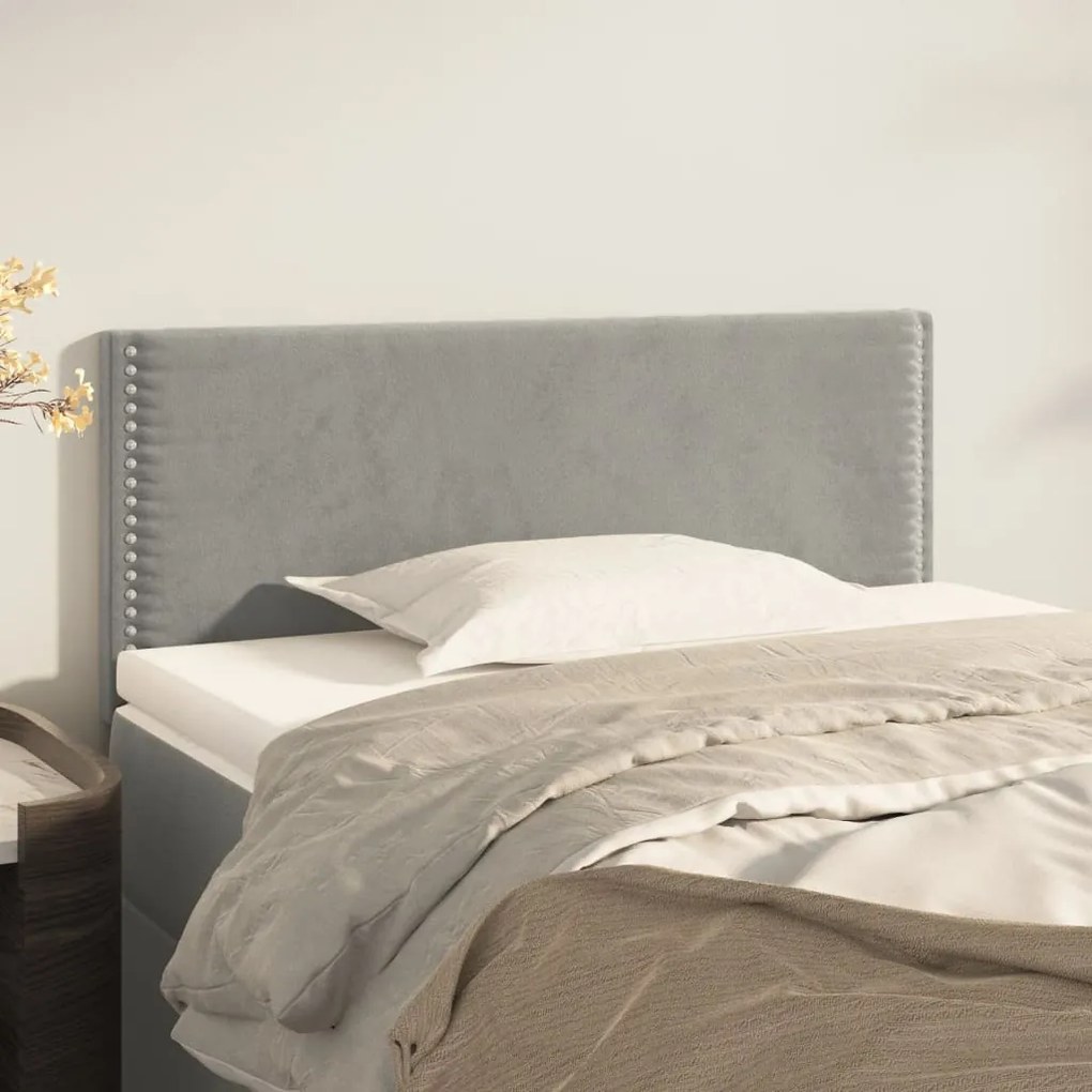 Testiera Grigio Chiaro 100x5x78/88 Cm İn Velluto /
