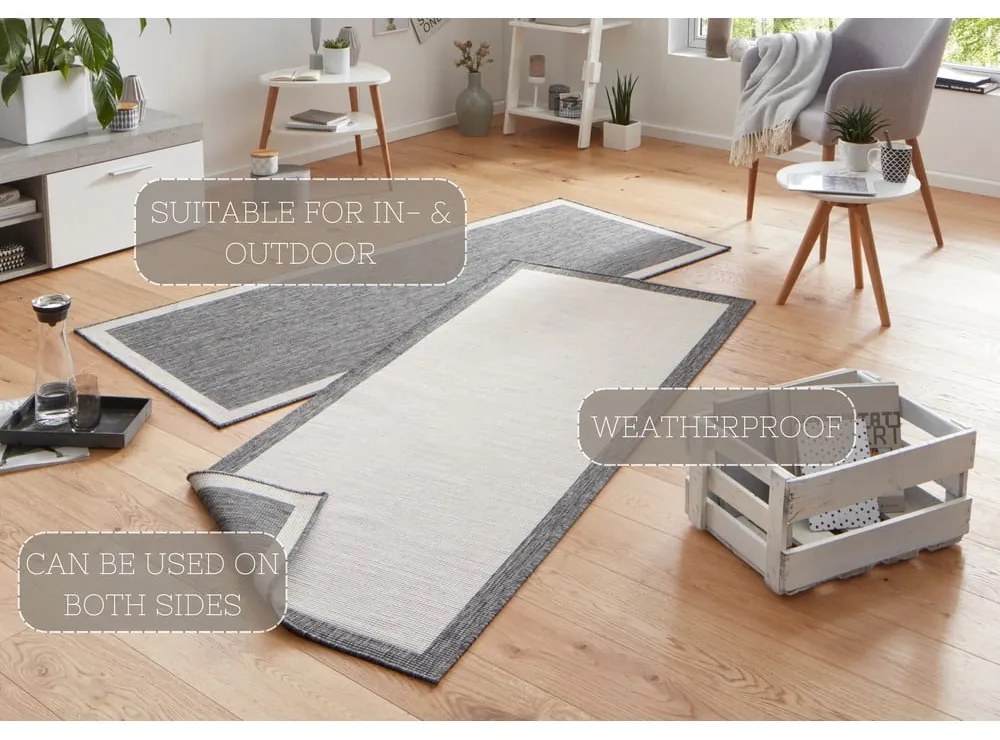 Tappeto da esterno grigio e crema , 80 x 350 cm Panama - NORTHRUGS
