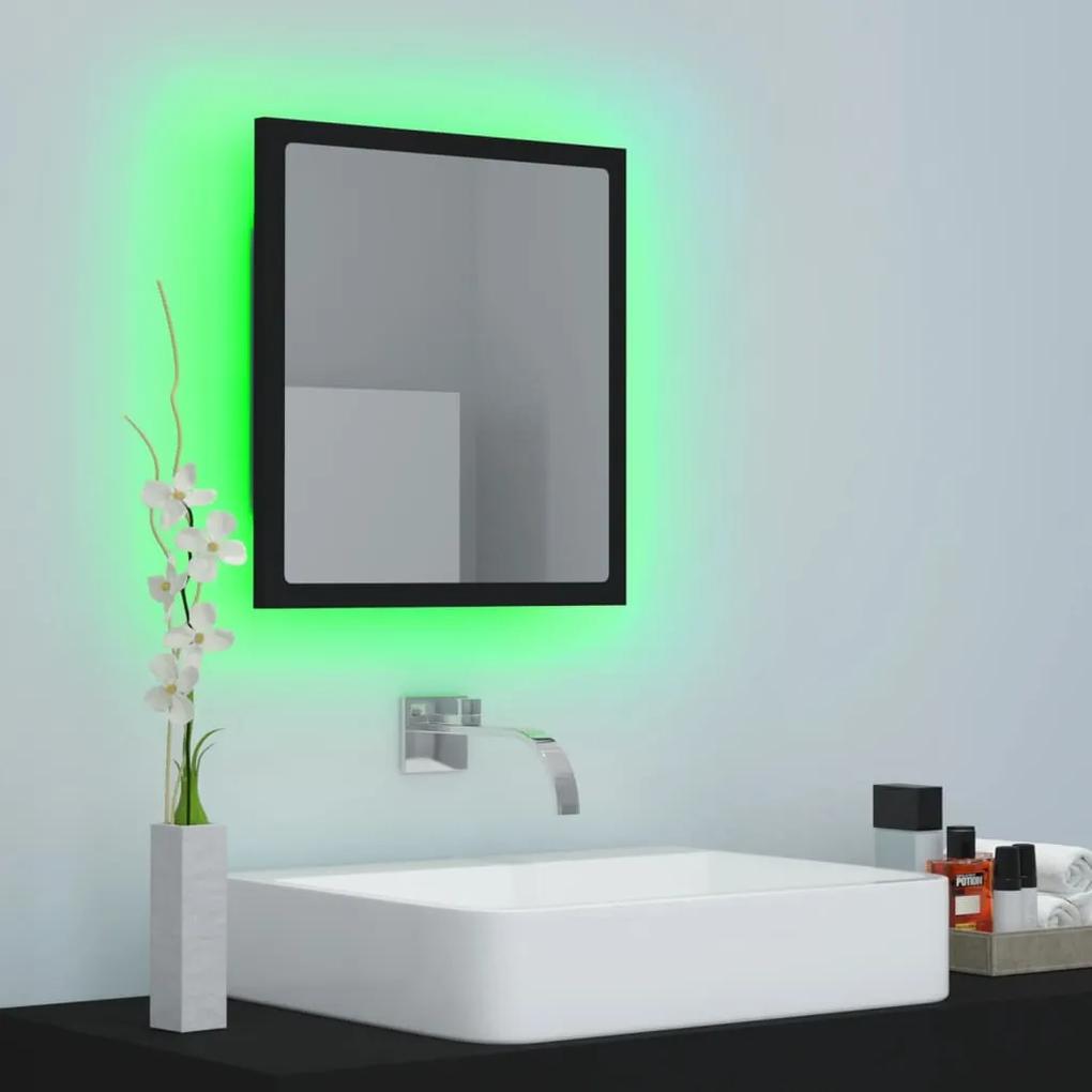 Specchio da Bagno a LED Nero 40x8,5x37 cm in Acrilico