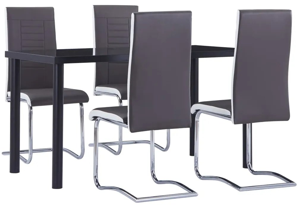 Set Sala Da Pranzo 5 Pz İn Similpelle Grigio /