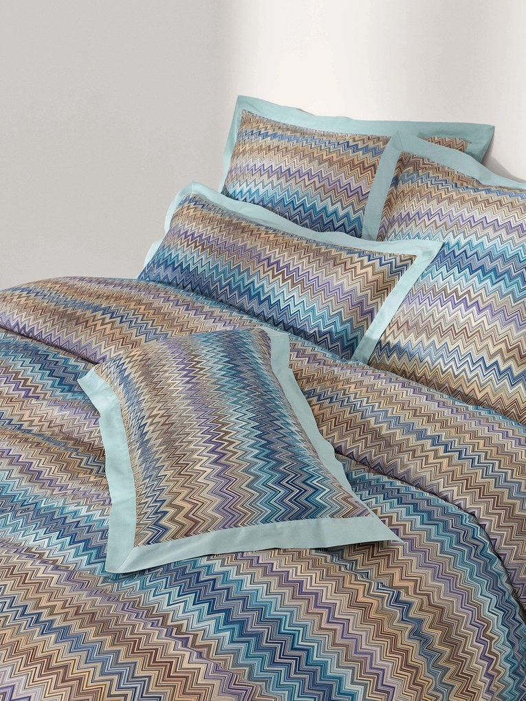 Copripiumino in cotone con motivo a zig-zag John Re