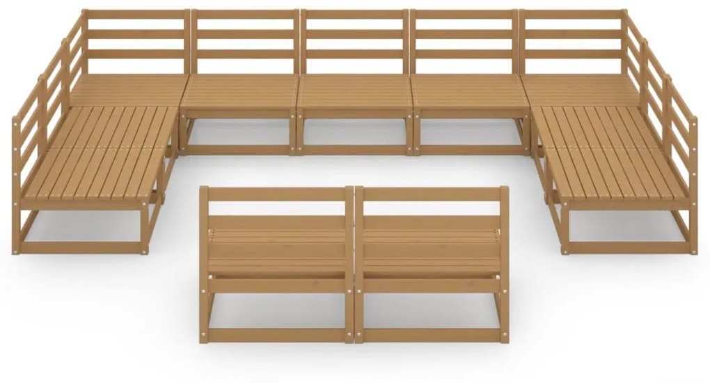 Set Divani da Giardino 11 pz in Legno Massello di Pino