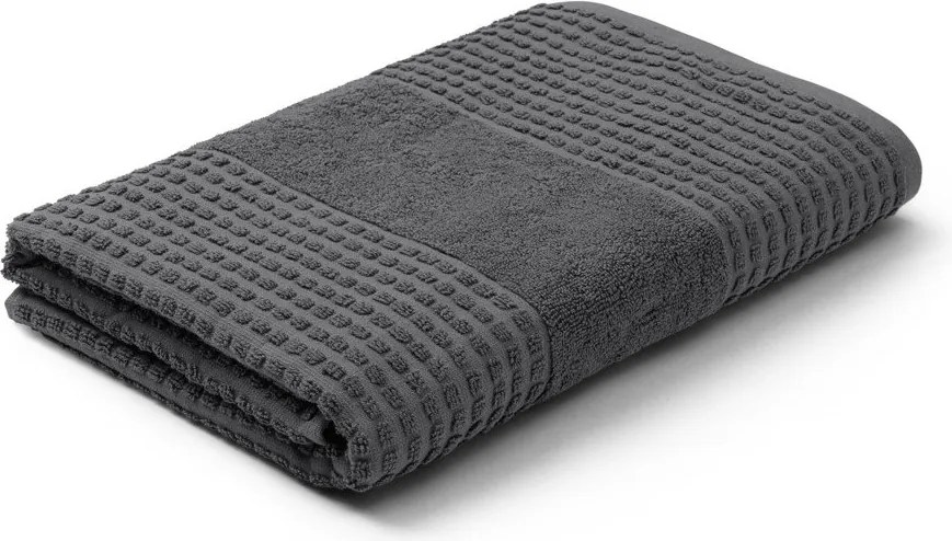 Asciugamano tipo terry grigio scuro in cotone organico 70x140 cm Check – JUNA