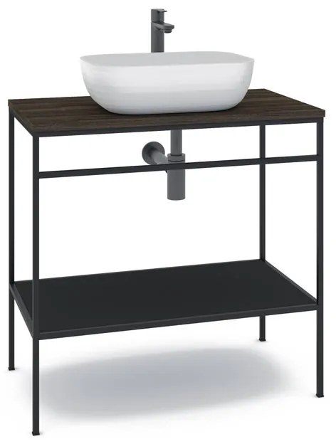 Mobile sottolavabo e lavabo Outline nero L 80 x H 92 x P 45.5 cm