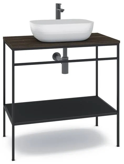 Mobile sottolavabo e lavabo Outline per vasca centrale nero L 80 x H 92 x P 45.5 cm