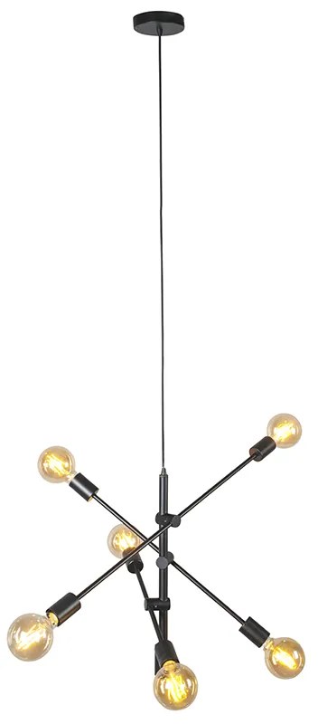 Lampada a sospensione industriale nera 6 luci - Sydney