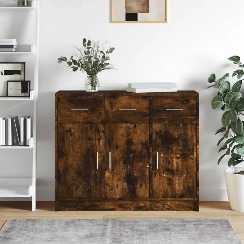 Credenza Rovere Fumo 91x28x75 Cm İn Legno Multistrato /