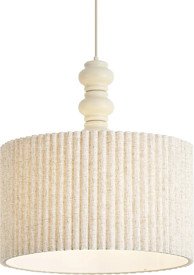 Lampada a sospensione Japandi beige con paralume in lino 50cm - Fedde