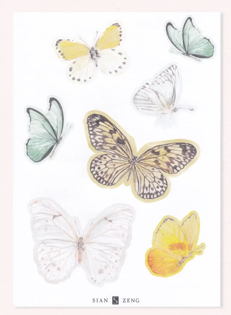 Sian Zeng Adesivo murale Butterfly - Bright