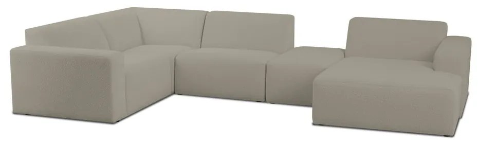 Divano angolare marrone chiaro in tessuto bouclé (a U) Roxy - Scandic