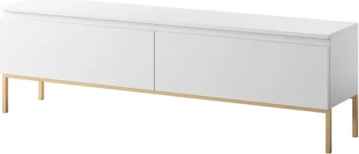 Mobile TV Da Terra 150 Cm 2 Ante Bianco Piedini Oro Lume