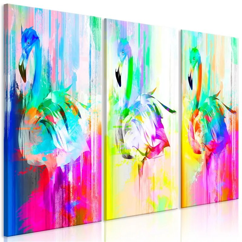 Quadro Colourful Flamingos (3 Parts)  Colore colorful, Dimensioni e Misure 90x60