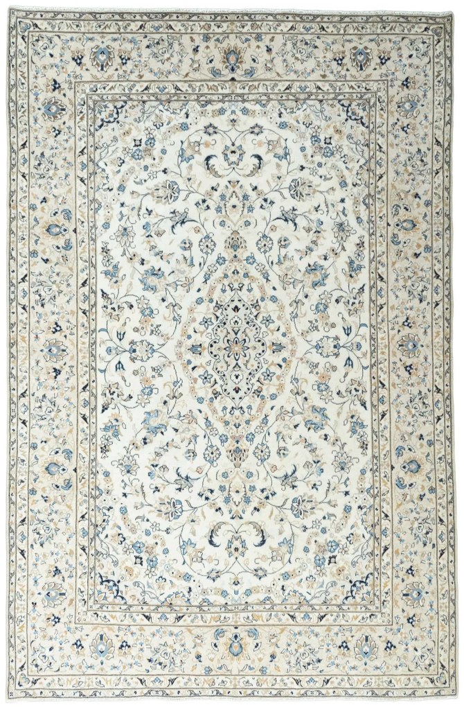 Kashan Tappeto 190x290 Beige (Iran) Annodato A Mano