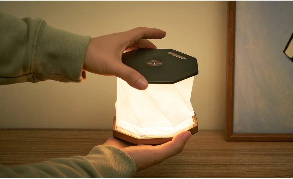 Decorazione luminosa nera con ricarica USB ø 12 cm Twist Hexagon – Gingko