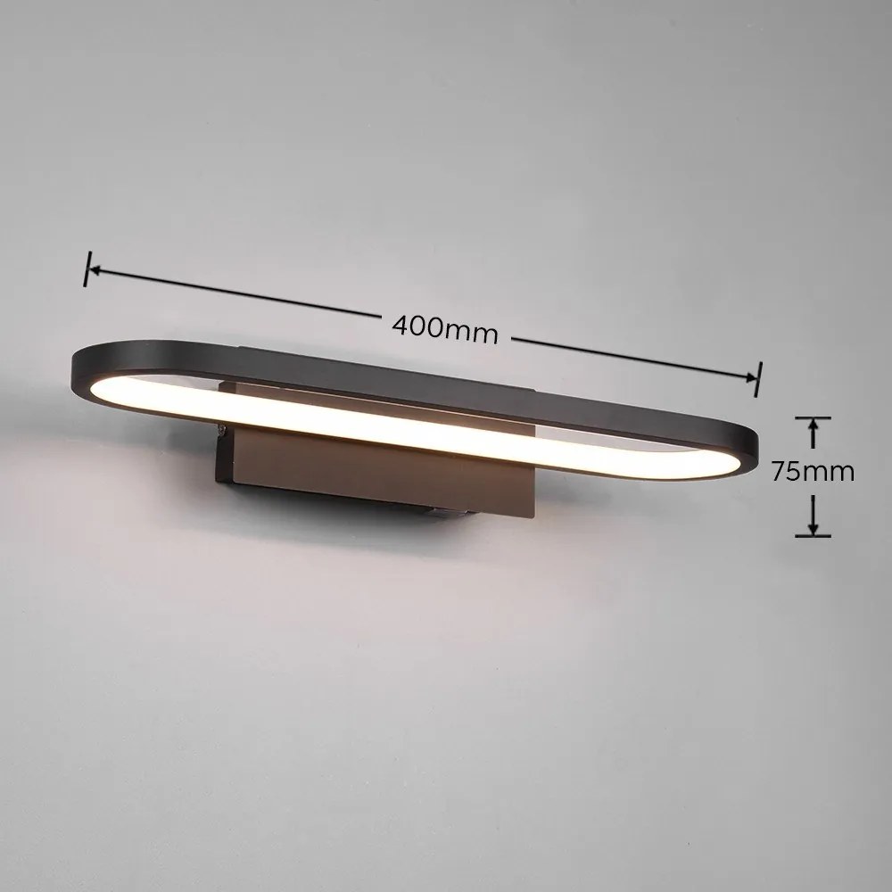 Applique LED nero opaco (lunghezza 40 cm) Gianni - Trio