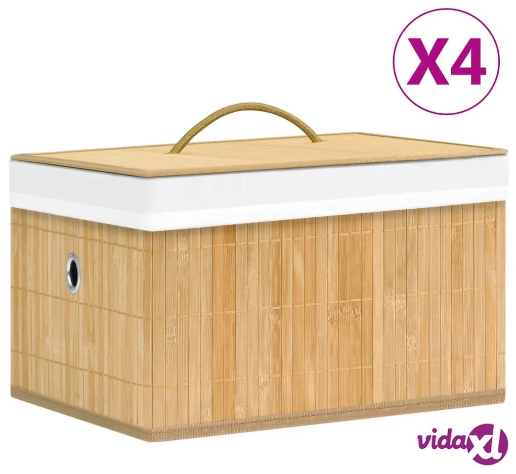 vidaXL Scatole Portaoggetti 4 pz in Bambù