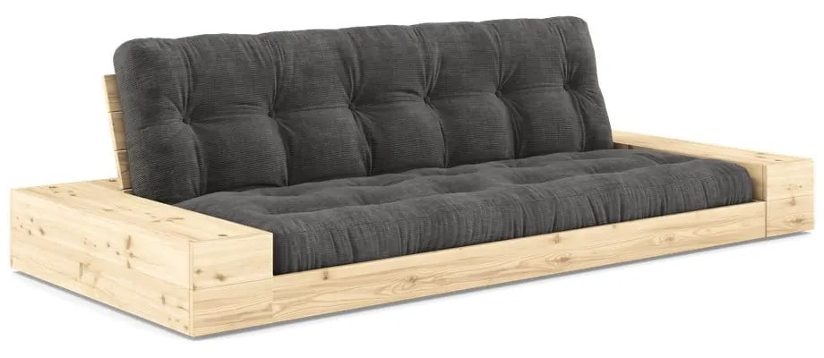 Divano letto in velluto a coste nero-antracite 244 cm Base - Karup Design