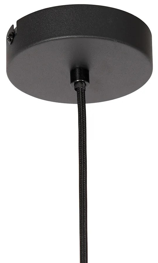 Lampada a sospensione Art Déco nera con vetro fumé - Bizle