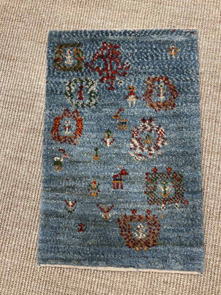 Gabbeh Tappeto 40 x 60 Blu (Iran) Annodato A Mano
