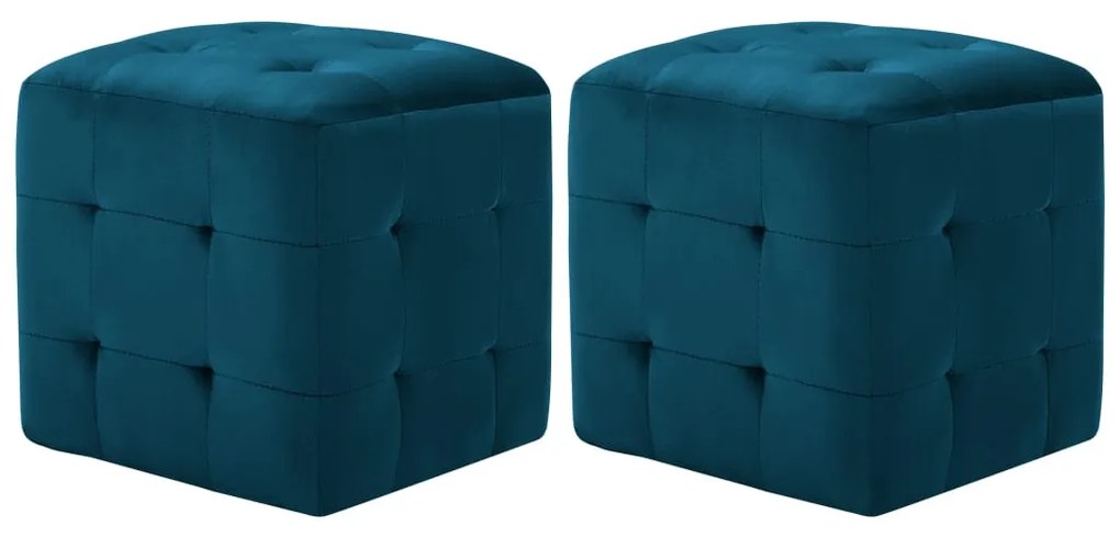 Pouf 2 Pz Blu 30x30x30 Cm İn Velluto /