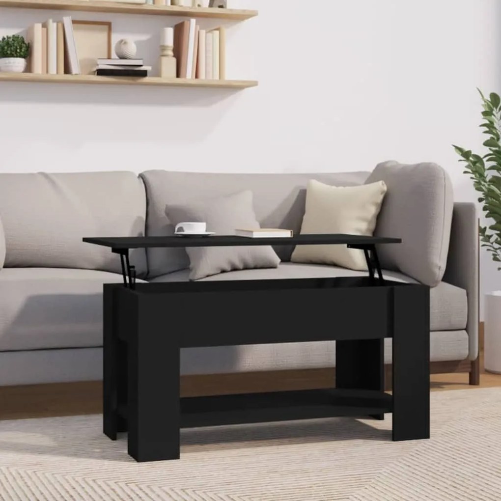 Tavolino Da Salotto Nero 101x49x52 Cm İn Legno Multistrato /