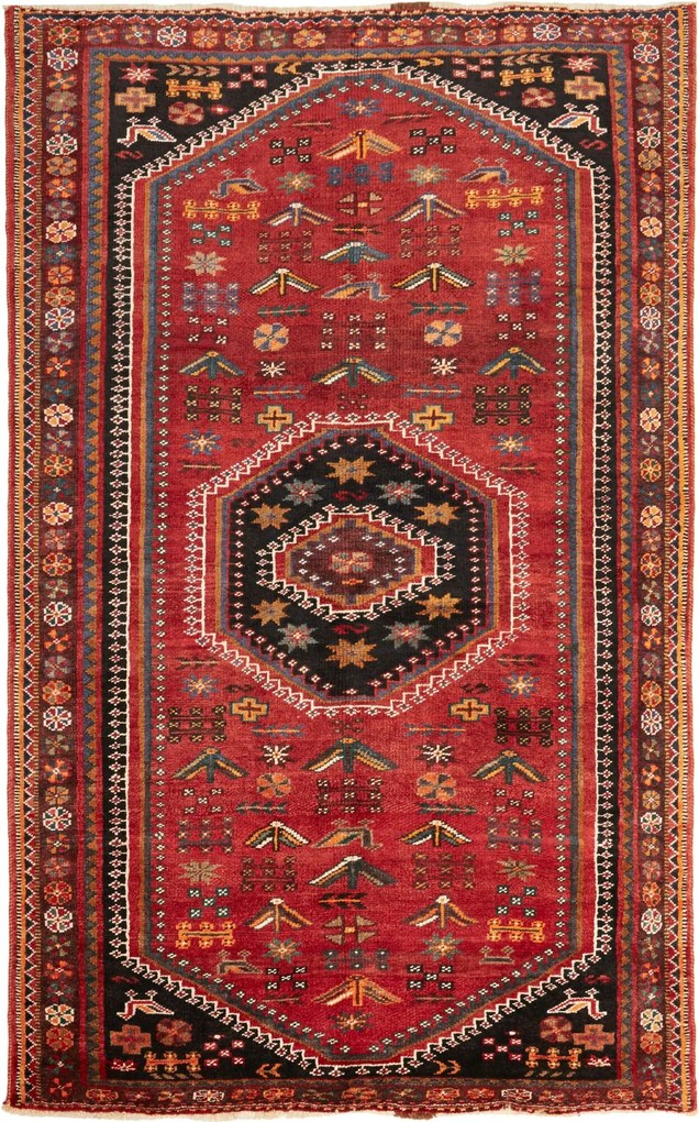 Shiraz Tappeto 150x250 Blu (Iran) Annodato A Mano