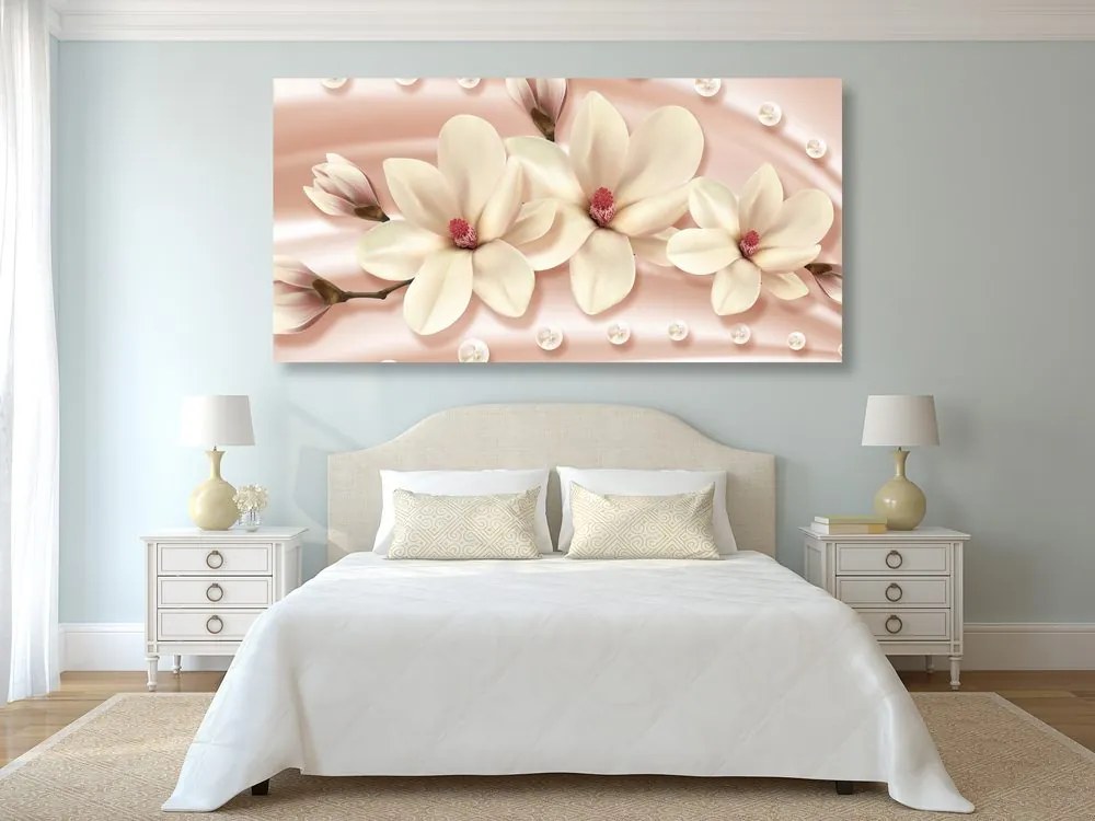 Quadro su tela – Magnolia di lusso con perle