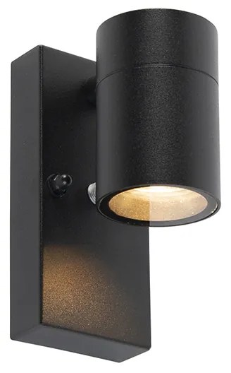 Lampada da parete esterna moderna nera IP44 con sensore crepuscolare - Solo