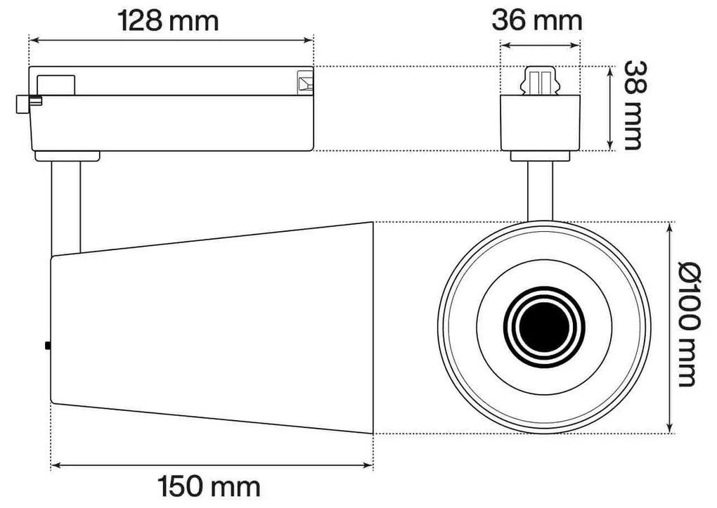Faro LED 40W Monofase CRI92 CCT Bianco Variabile 38° Bridgelux LED Colore Bianco Variabile CCT