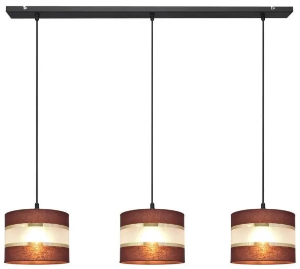 Lampadario a sospensione con filo HELEN 3xE27/15W/230V marrone/nero/oro