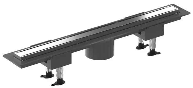 Canalina doccia 60 cm in alluminio reversibile scarico centrale, sifone e piletta inclusi