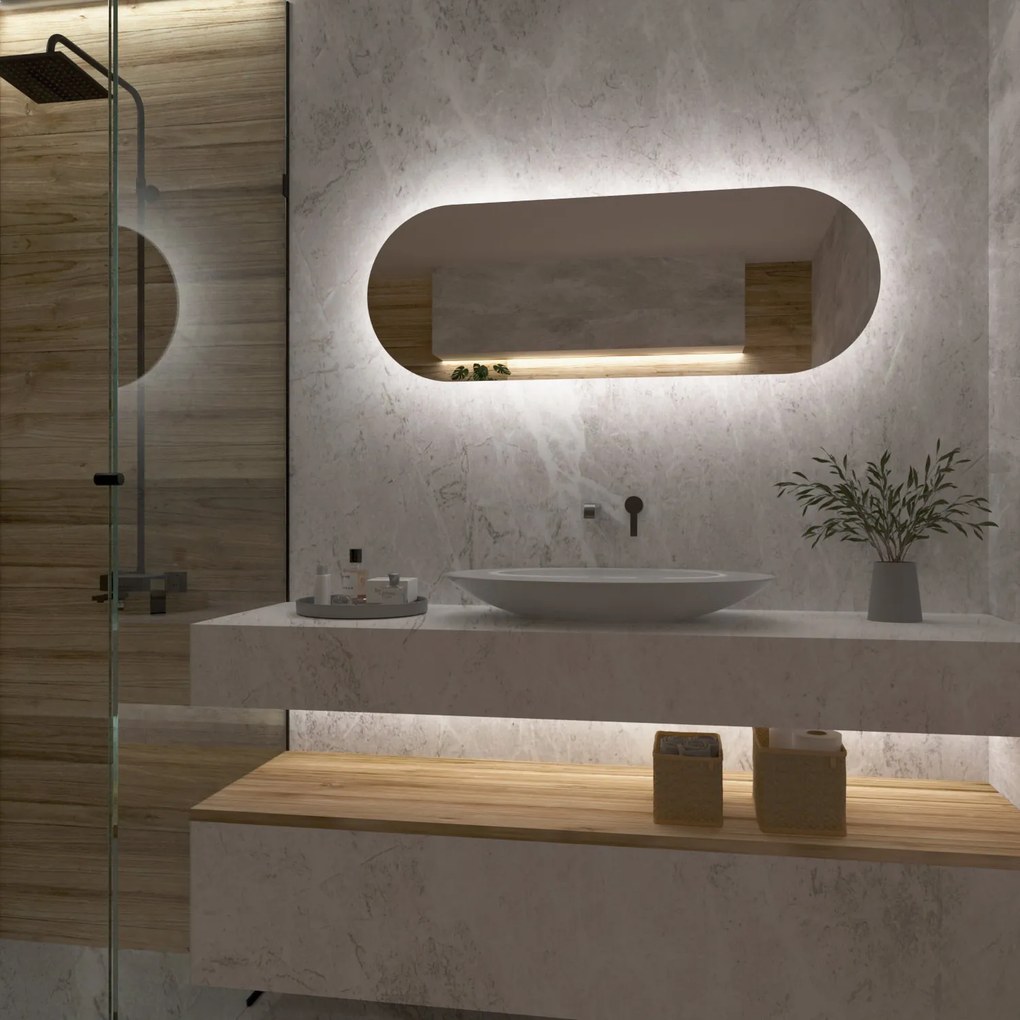 Specchio asimmetrico con luce LED G4