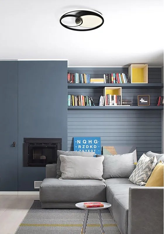 Plafoniera LED Yanira Ø 60 cm nero IP20 cct da bianco caldo a bianco freddo con regolazione di temperatura, 2600 lumen NOVECENTO