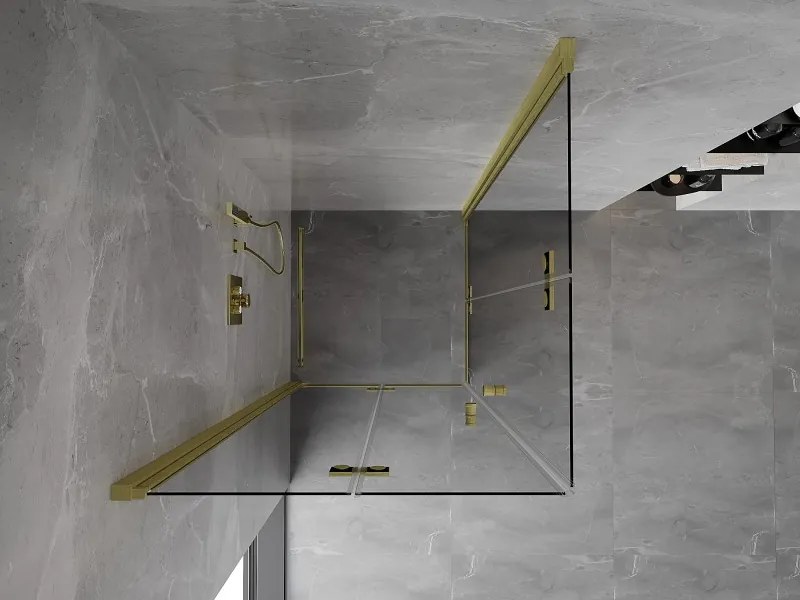 Mexen Mist-F Duo cabina doccia pieghevole 90 x 90 cm, trasparente, oro spazzolato - 8A6-090L-090P-55-00